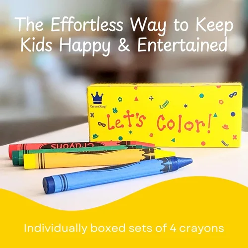 Miniatura 2 de CrayonKing 100 crayones a granel, 25 juegos de 4 en caja preempaquetados, paquetes de crayones listos para el aula, recuerdos de fiesta