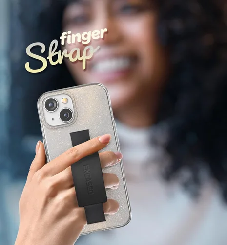 Miniatura 2 de ENCASED Funda con lazo para los dedos, diseñada para iPhone 15 Plus (2023), funda transparente con correa de mano con soporte de silicona suave al