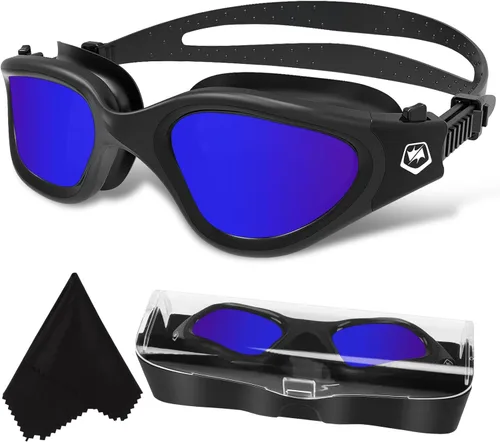 WIN.MAX - Goggles de natación polarizados, antivaho, antirrayos ultravioleta, sin filtraciones y con visión clara para hombres, mujeres, adultos y