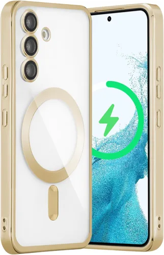 Miniatura 12 de QLTYPRI Funda magnética transparente para Samsung Galaxy S22 Ultra compatible con carga inalámbrica MagSafe, borde galvanizado, suave, delgada, Negro