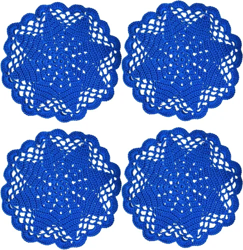 Miniatura 44 de Juego de 2 manteles individuales de encaje con diseño de flores huecas de ganchillo, manteles individuales de encaje para taza de té, aniversario