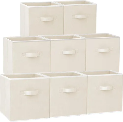 Criusia Cubos de almacenamiento – Contenedores de almacenamiento de tela resistente de 11 pulgadas para estantes, armario, organizador de cubos –