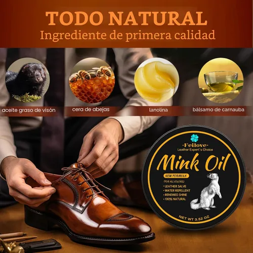 Miniatura 5 de Feilove Acondicionador y limpiador de cuero con aceite de visón 4 en 1, 3.52 onzas, fórmula impermeable prémium para botas y zapatos