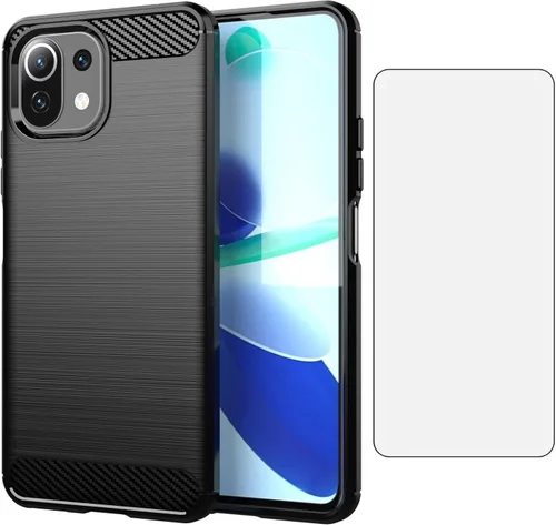 Asuwish Funda compatible con Xiaomi Mi 11 Lite 4G/5G y protector de pantalla de vidrio templado, accesorios de celda, cubierta protectora de cuerpo