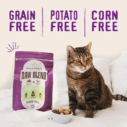 Miniatura 4 de Stella & Chewy's Raw Blend Premium Kibble Comida para Gatos – Sin Granos, Comidas Ricas en Proteínas – Receta de Aves de Corral Sin Jaula – Bolsa