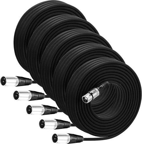 Miniatura 8 de Copkim Paquete de 10 cables XLR brillantes de 6 pies, 3 pines, cable de micrófono XLR equilibrado a macho a hembra para micrófono, mezclador
