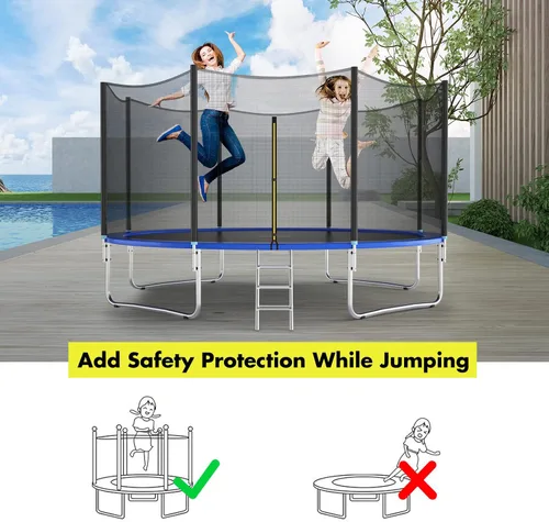 Miniatura 8 de Giantex Red de Seguridad para Trampolín, 8 10 12 14 15 16 Pies Red de Repuesto Resistente a la Intemperie para Marco Redondo, con Cremalleras