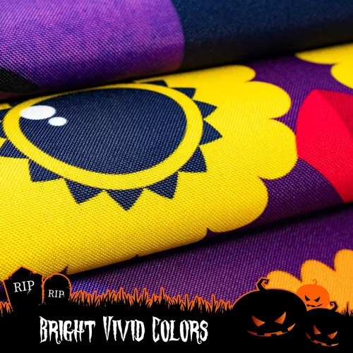 Miniatura 3 de G128 - Bandera de jardín de Halloween, cita de truco o trato con bonito búho, decoraciones de jardín y patio, bandera rústica de temporada para 12 x