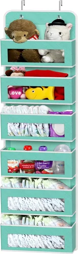 Miniatura 18 de Simple Houseware Organizador con 4 bolsillos con ventana transparente para colgar sobre la puerta del armario, para dormitorio, baño, despensa