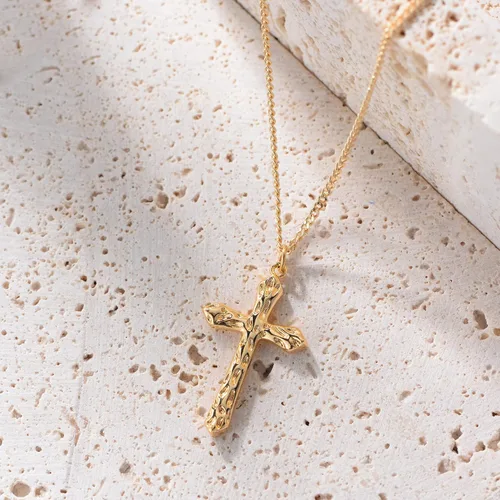 Miniatura 149 de Fettero - Collar con dije de cruz de fe, chapado en oro de 14 K, cadena fina, minimalista, simple, pequeña, para oración, regalo de joyería religiosa