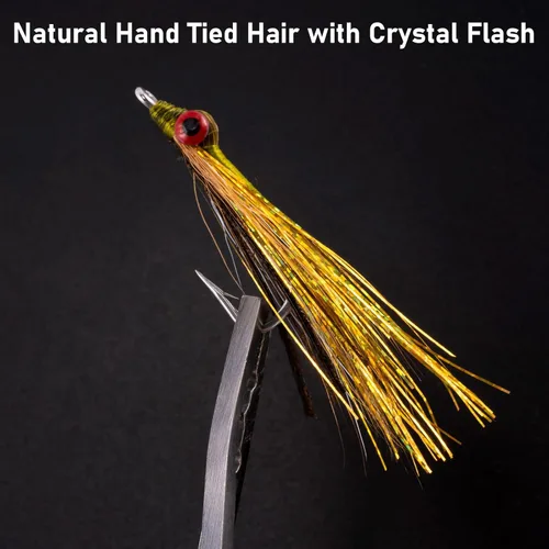 Miniatura 4 de Dr.Fish Paquete de 6 señuelos de pesca con moscas Clouser Minnow para pesca con mosca atada a mano, cebo, pez cebo, boca pequeña, agua salada, agua