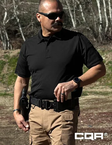 Miniatura 8 de CQR Camiseta polo táctica para hombre, de manga corta, ligera y con Dry Fit, tela piqué, FPU 50+, para exteriores