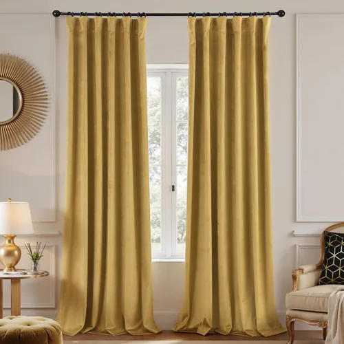 Miniatura 14 de Cortinas de terciopelo con trabilla trasera de 52 x 63 pulgadas de color naranja quemado de KOUFALL