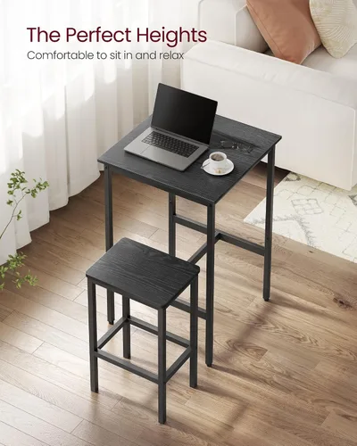 Miniatura 3 de VASAGLE - Juego de mesa de bar y sillas, mesa cuadrada con 2 taburetes, juego de pub para comedor para 2, ahorro de espacio para cocina, desayuno