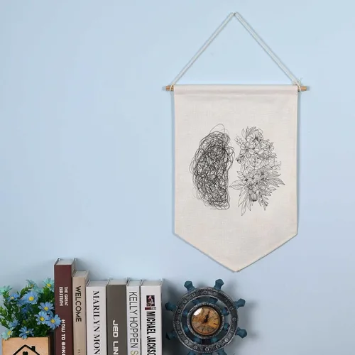 Miniatura 3 de Bandera de Pared de Arte Cerebral de Psicología, Arte de Ansiedad, Regalo de Terapia, Arte de Salud Mental, Oficina de Psicólogo, Regalo