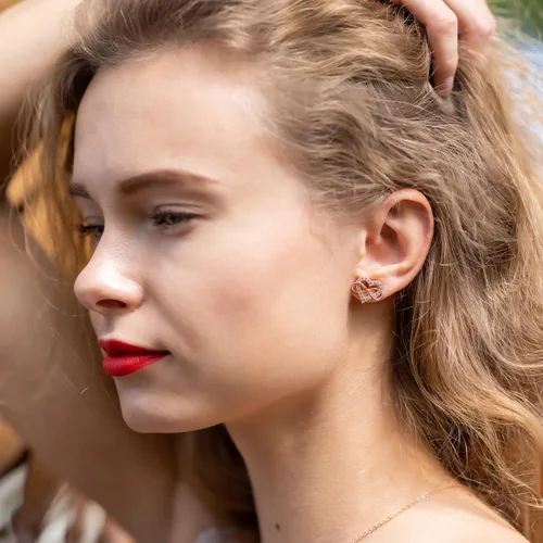 Miniatura 3 de Sash & Soph Aretes de circonita cúbica de corazón infinito, aretes de corazón brillante para mujer, aretes de plata de ley 925 para mujer