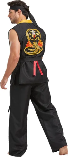 Miniatura 2 de Disfraz de karate para hombre, de lujo, talla grande, conjunto de uniforme de karate Gi de Halloween, con diadema de cinturón negro, unisex