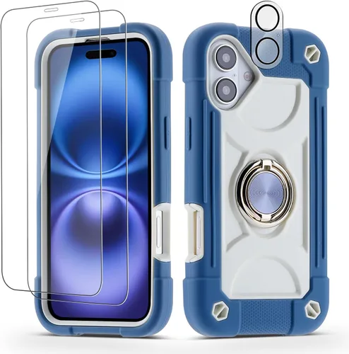 Miniatura 16 de Funda para iPhone Se3/iPhone Se2, iPhone 6/6S, iPhone 7/iPhone 8 de 4.7 pulgadas con soporte de anillo, con 2 protectores de pantalla resistentes
