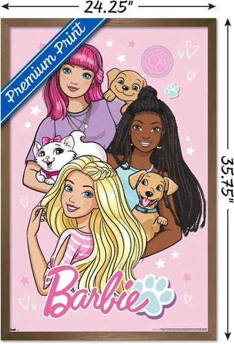 Miniatura 3 de Mattel Barbie - Bonito póster de pared, 22.4 pulgadas de largo x 14.7 pulgadas de ancho, versión enmarcada de madera de granero