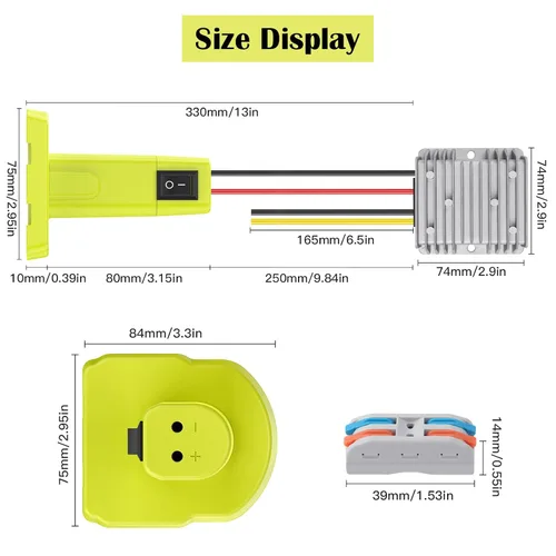 Miniatura 6 de Convertidor de reducción de 18V a 12V Adaptador para batería Ryobi 18V Convertidor de voltaje DC Regulador de voltaje 15A MAX 180W Convertidor Buck