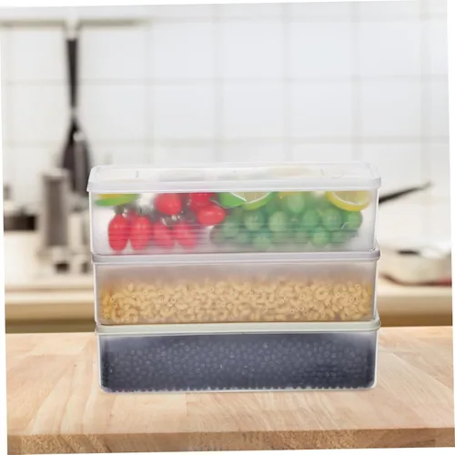 Miniatura 2 de 3 Pcs Transparent Fridge Organizers Food Storage Containers for Fruit Vegetable Bread Cheese Stackable PP Plastic Produce Saver Boxes with Airtight