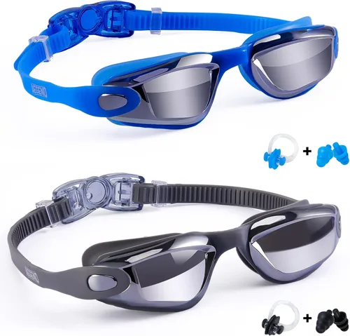 Miniatura 21 de Aegend - Gafas de natación de 2 unidades, gafas de natación para niños, niños y niñas de 3 a 14 años Azul y verde claro
