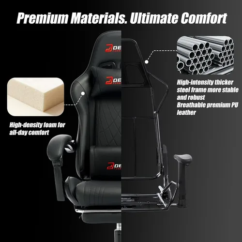 Miniatura 7 de Silla de juegos con reposapiés, silla ergonómica de juego con soporte lumbar y reposabrazos de acoplamiento, silla reclinable para computadora