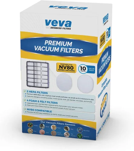 Miniatura 8 de VEVA Juego completo de filtros de vacío de alta calidad que incluye 2 HEPA, 4 espumas, 4 filtros de fieltro, 10 piezas en total para Shark Navigator