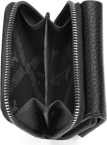 Miniatura 3 de Montana West Billetera pequeña para mujer, de piel auténtica, triple pliegue, tarjetero Rfid con cremallera y bolsillo para monedas, Un negro, Casual