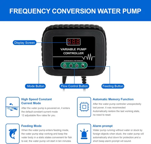 Miniatura 7 de Luckerain Bomba de acuario de 45 W 1600 GPH súper silenciosa, anfibia, circulación de agua sumergible externa, velocidad variable (12 velocidades)