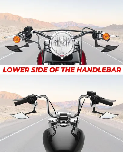 Miniatura 6 de KEMIMOTO Spear Blade - Espejos retrovisores de motocicleta, 1 par de espejos laterales Sportster para Street Glide Electra Glide Softail Dyna Negro