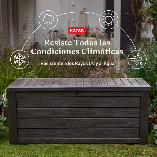 Miniatura 5 de Contenedor de plástico para almacenar Keter Westwood muebles de jardín o patio150 gal, color marrón.