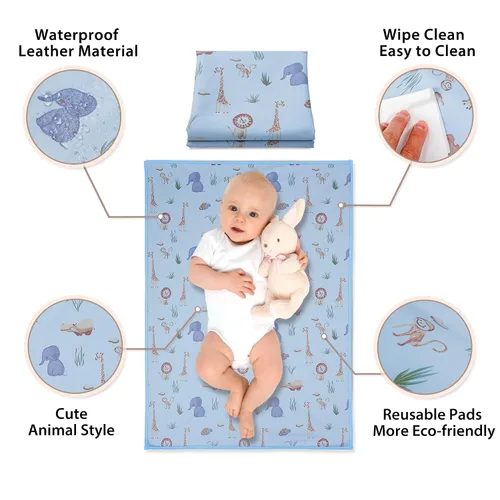 Miniatura 2 de Cambiador de bebé de cuero vegano - Cambiador portátil lavable, cambiador de viaje plegable para bebé, regalos de ducha para recién nacidos y niños