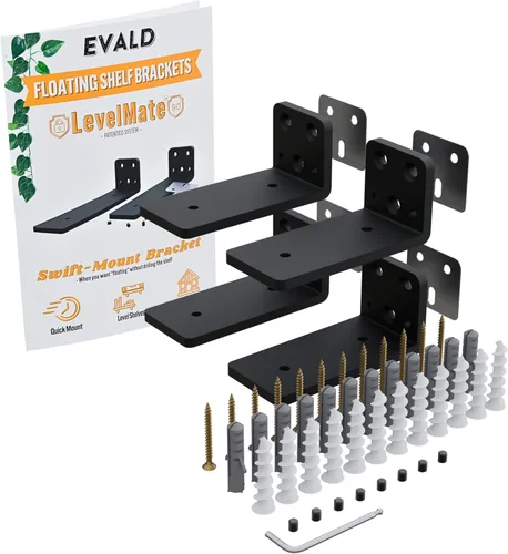 Miniatura 29 de EVALD Soportes flotantes para estantes Soportes ocultos de acero al carbono negro para tablero de 4 pulgadas (tamaño real de 3 1/4 pulgadas)