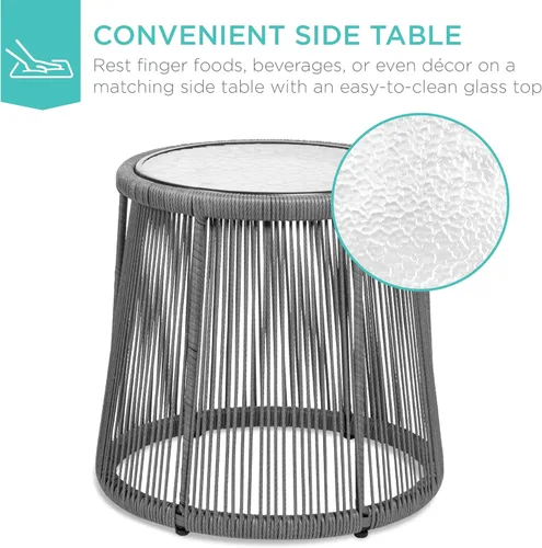 Miniatura 3 de Best Choice Products Juego de 3 piezas para conversación de patio, muebles de mimbre para todo tipo de clima para porche, patio trasero con 2 sillas