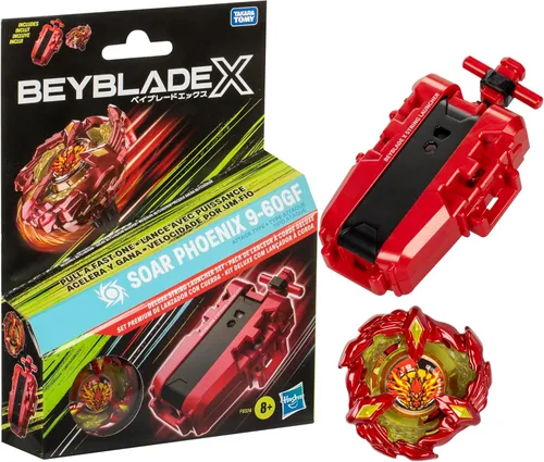 Beyblade X Soar Phoenix 9-60GF - Juego de lanzador de cuerdas de lujo con juguete de ataque giratorio a la derecha; gran regalo para niños y niñas