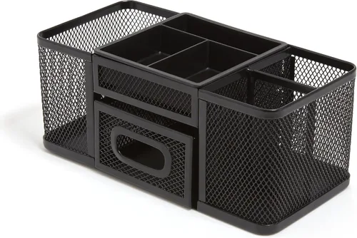 Miniatura 4 de TRU RED Organizador de escritorio de malla de alambre, soporte para accesorios de 7 compartimentos, almacenamiento de escritorio para uso en oficina