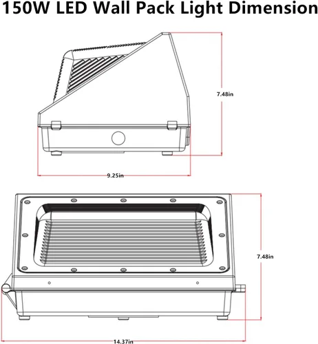 Miniatura 5 de Luz LED de Pared de Amanecer a Anochecer de 150W, 21000LM Equivalente a HPS/HID de 800-1000W, Iluminación de Seguridad Comercial Exterior de 5000K