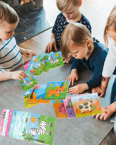 Miniatura 3 de Paquete de 12 mini rompecabezas de animales de madera para niños de 3 años en adelante, 9 piezas, juguetes educativos de viaje Bonitos recuerdos