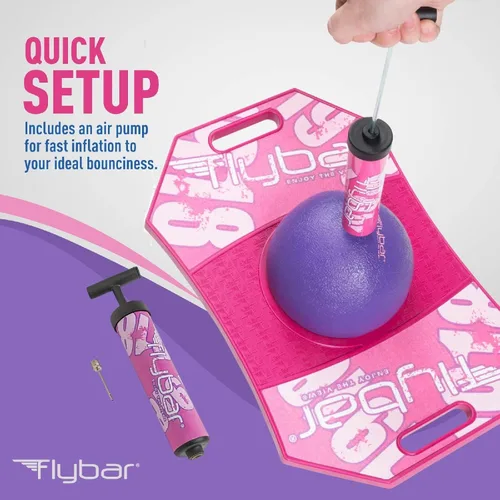 Miniatura 2 de Flybar Pogo - Pelota de truco para niños, tabla de rebote de equilibrio con cubierta antideslizante, bomba incluida, juguetes para interiores y Baya