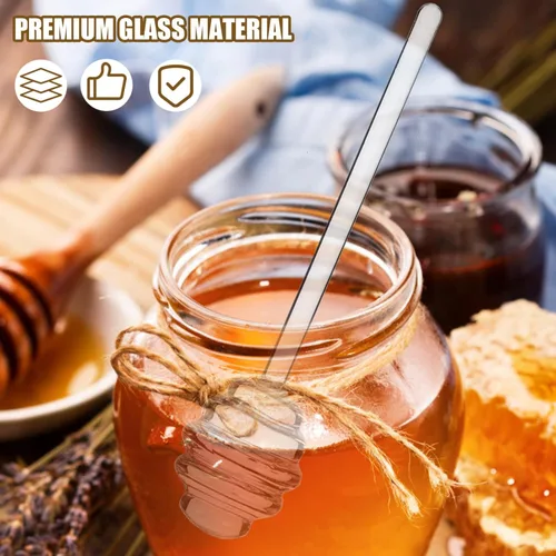 Miniatura 7 de Kichvoe Barra de miel para el hogar, 6.14 pulgadas, barra de cristal para té, café, azúcar, cuchara transparente portátil para servir mermelada