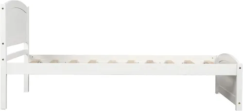 Miniatura 8 de Base de cama individual de madera para niños con cabecero y estribo, cama de plataforma de tamaño individual para niños y niñas, camas individuales