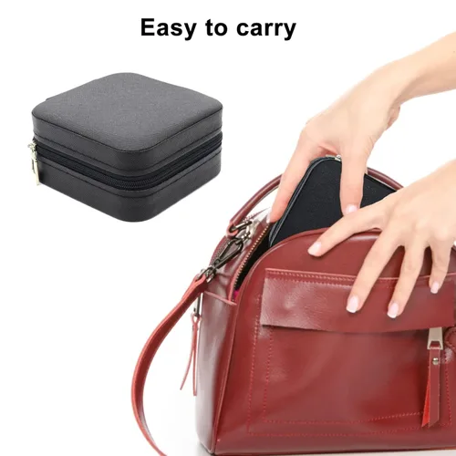 Miniatura 7 de KEINE MARKE Joyero pequeño estuche de joyería portátil de viaje para anillo dije aretes collar organizador de pulseras cajas de almacenamiento negro