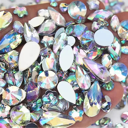 Miniatura 18 de 1000 gemas de cristal AB de diamantes de imitación coloridos, joyas de piedras preciosas acrílicas con parte trasera plana, manualidades para 00