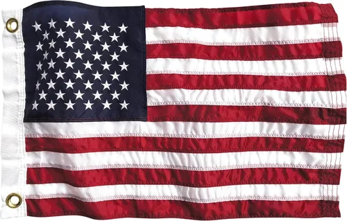 Miniatura 10 de Bandera estadounidense de 2 x 3 pies, fabricada en Estados Unidos, certificación FMAA, bandera estadounidense de nailon 210D para exteriores