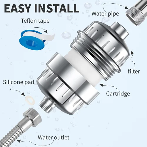 Miniatura 3 de Filtro de ducha, cartucho de filtro de repuesto de 20 etapas, filtros de cabezal de ducha de agua dura, elimina sedimentos, metales pesados, hierro