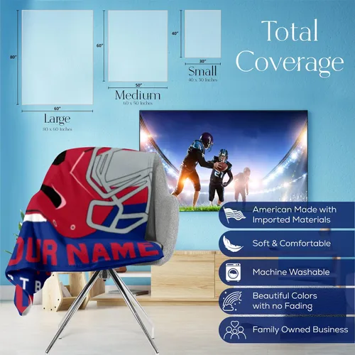 Miniatura 55 de Manta personalizada para fanáticos del fútbol americano – Se envía al día siguiente – Hecha en Estados Unidos – Manta de vellón personalizada