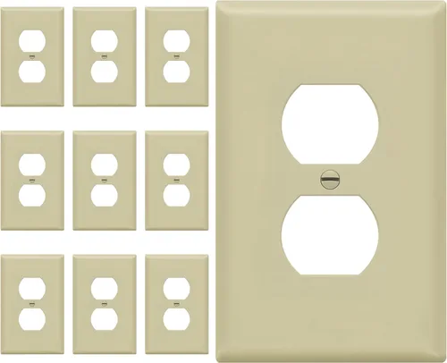 ENERLITES Placa de Pared para Receptáculo Dúplex, Cubierta de Toma Eléctrica, Acabado Brillante, Tamaño Mediano 1-Gang 4.88" x 3.11", Policarbonato