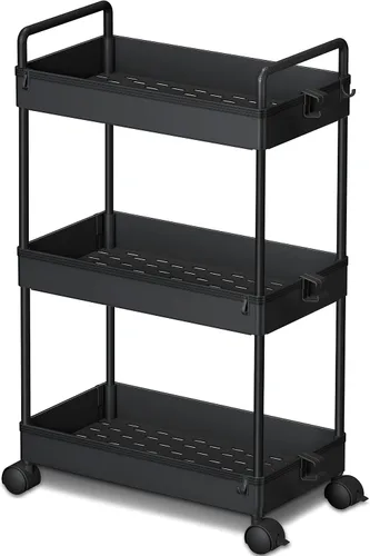 Ronlap Carrito de Almacenamiento Rodante Delgado de 3 Niveles con Ruedas, Carrito Utilitario de Plástico Organizador para Aperitivos, Manualidades,
