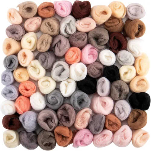 72 piezas de lana para fieltro con aguja de 7.6 oz - 24 colores de lana natural para ovillos de lana para principiantes, suministros de fieltro para